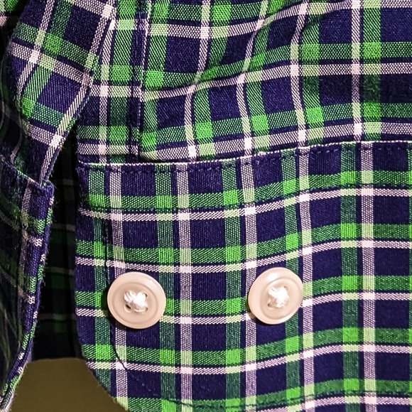 L.L. Bean shirt, white with blue green check pattern, men's size medium - Picture 4 of 9